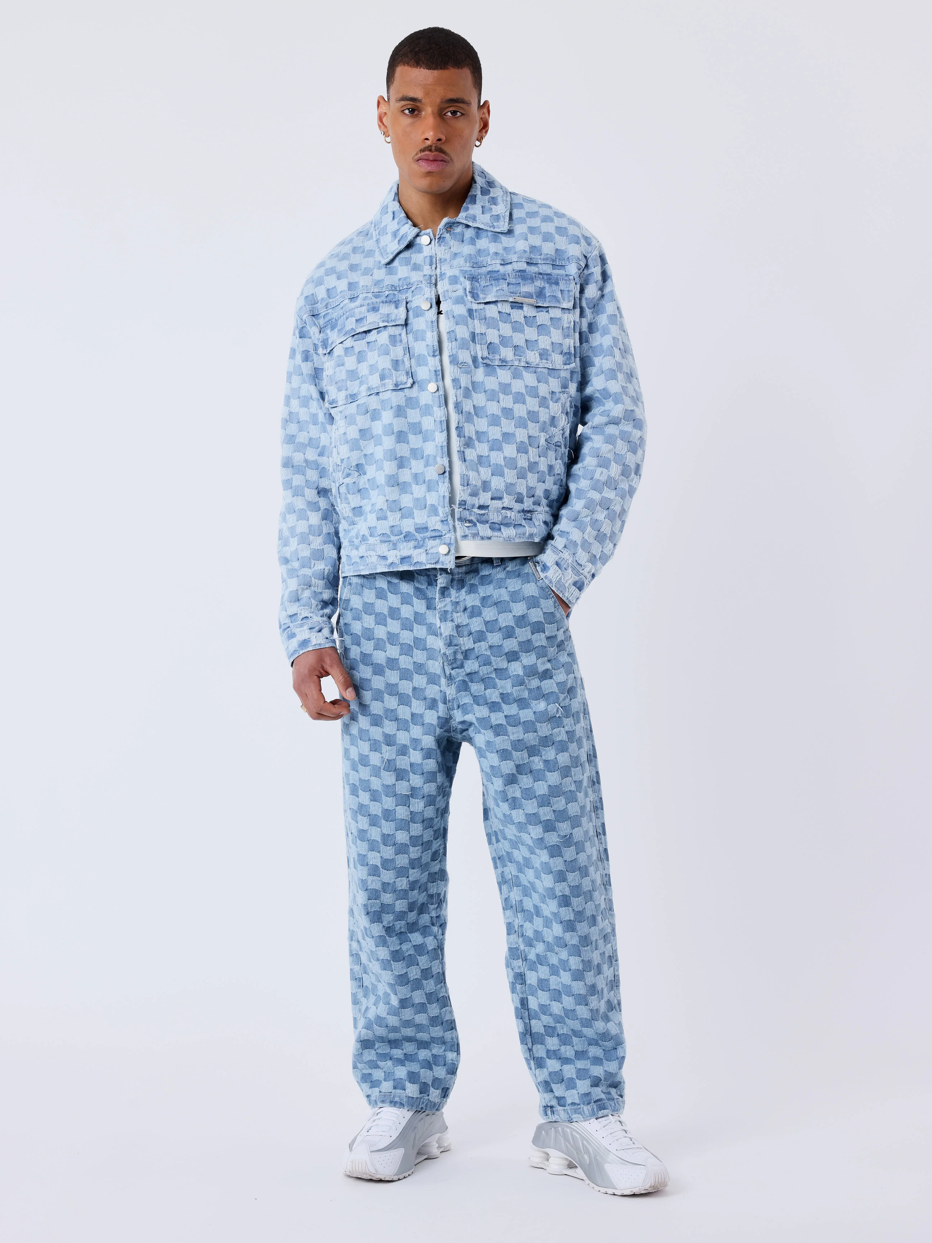 Pantalon Kalash x PXP en denim a motif damier - Image 2