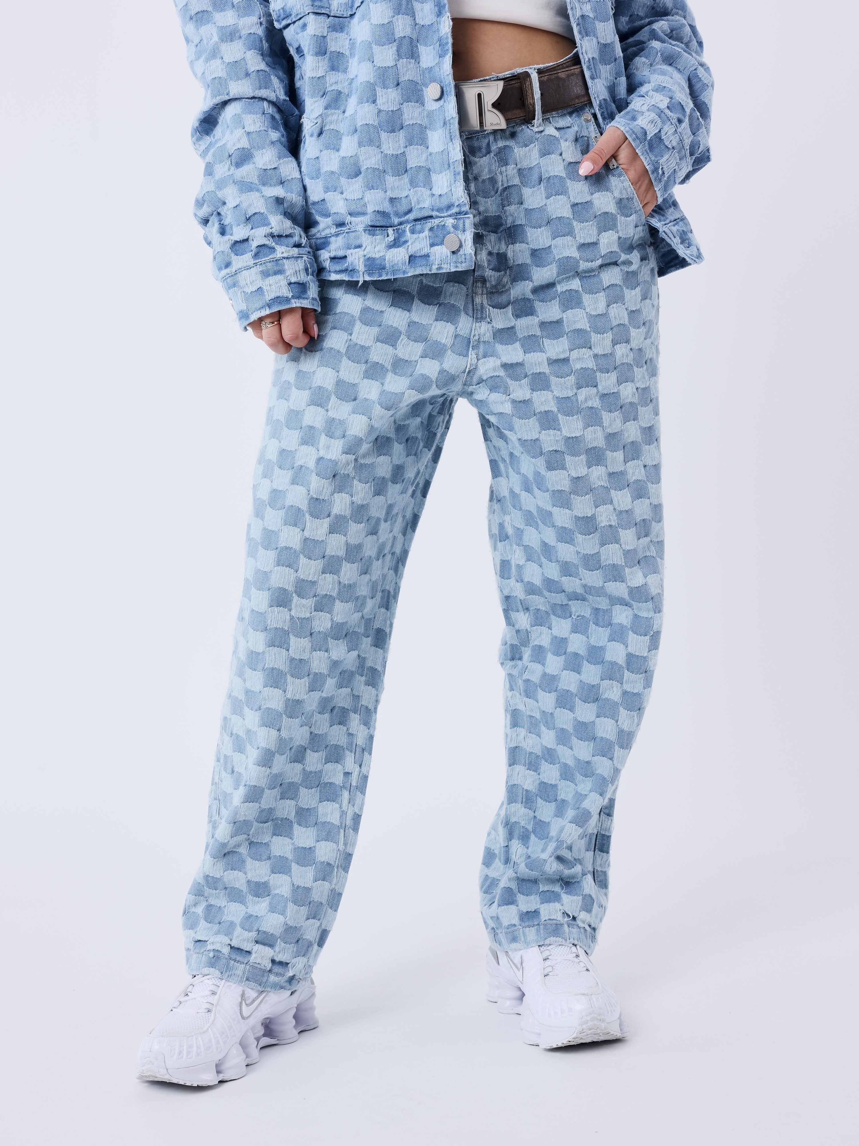 Pantalon Kalash x PXP en denim a motif damier - Image 4