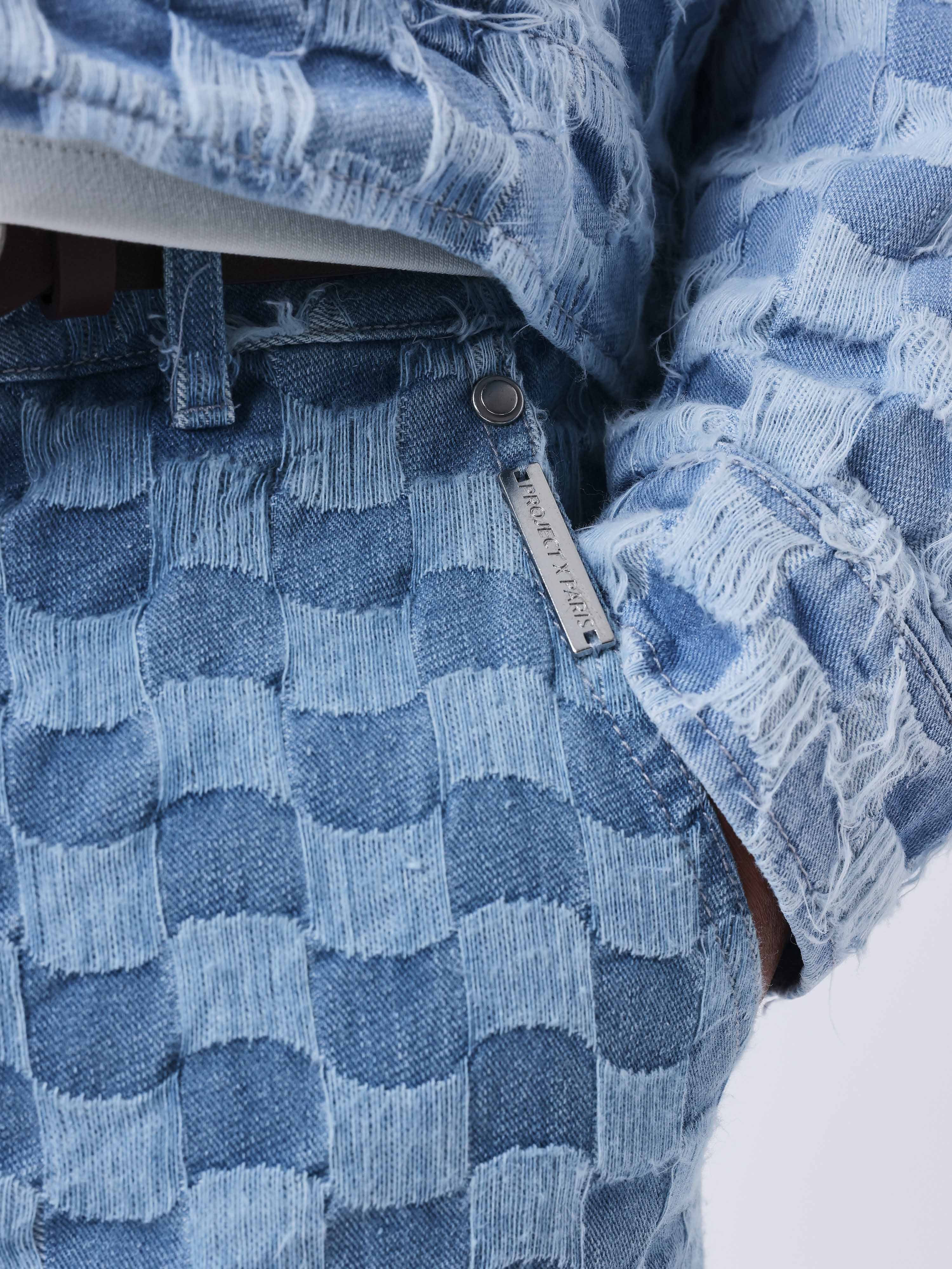 Pantalon Kalash x PXP en denim a motif damier - Image 5