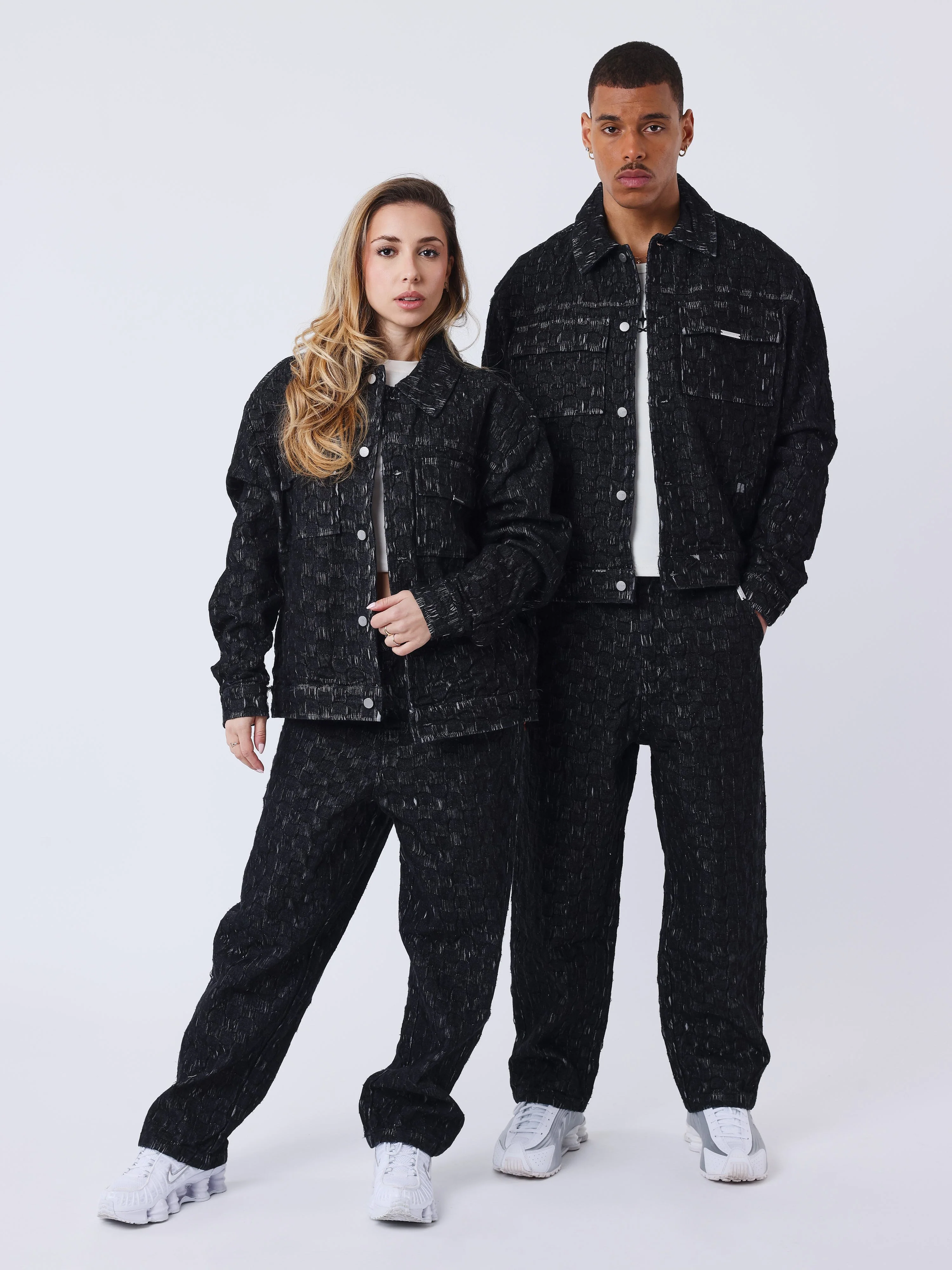 Pantalon Kalash x PXP en denim a motif damier