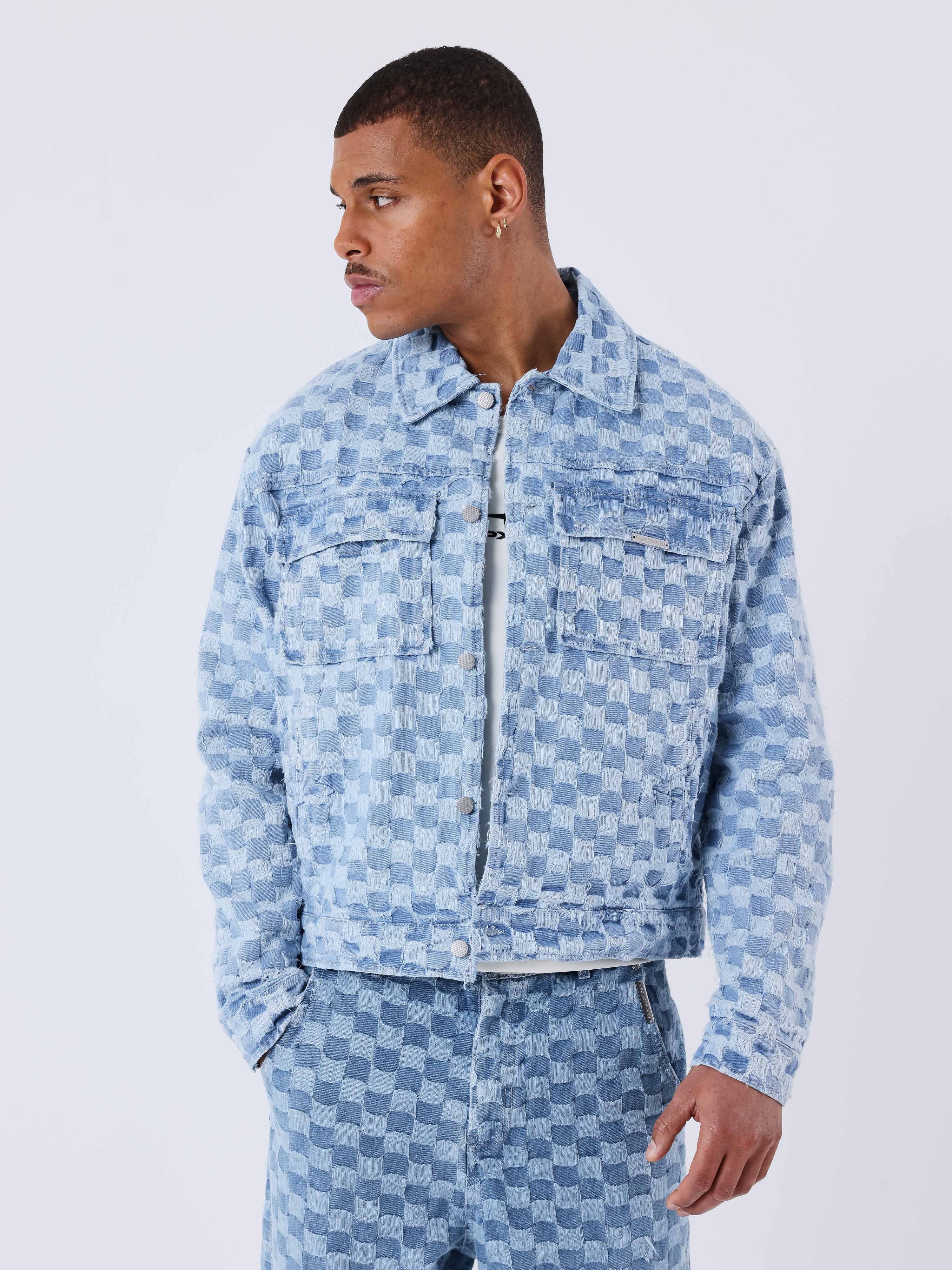 Surchemise Kalash x PXP en denim a motif damier - Image 2