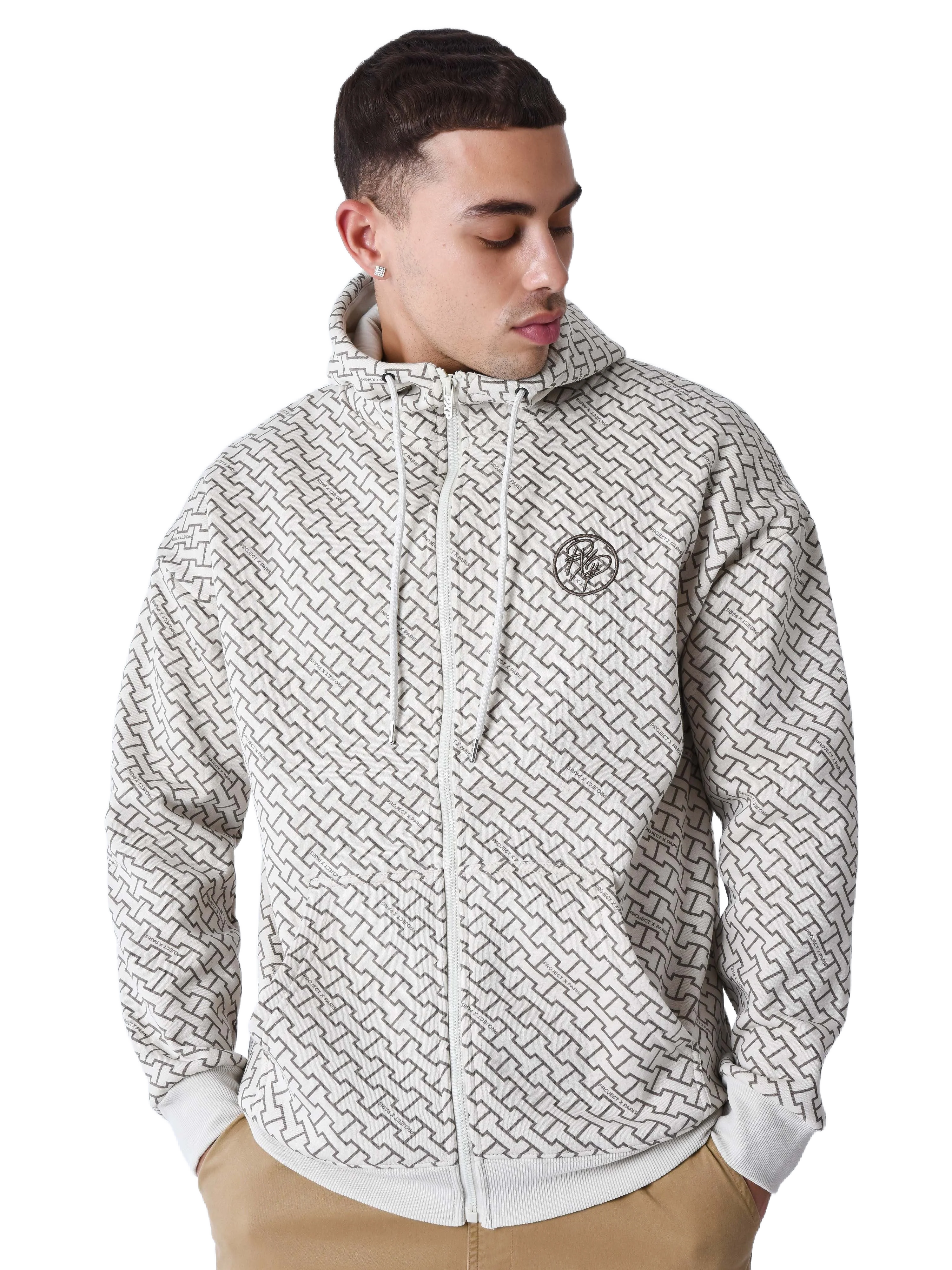 Sweat à Capuche zippé imprimé monogramme