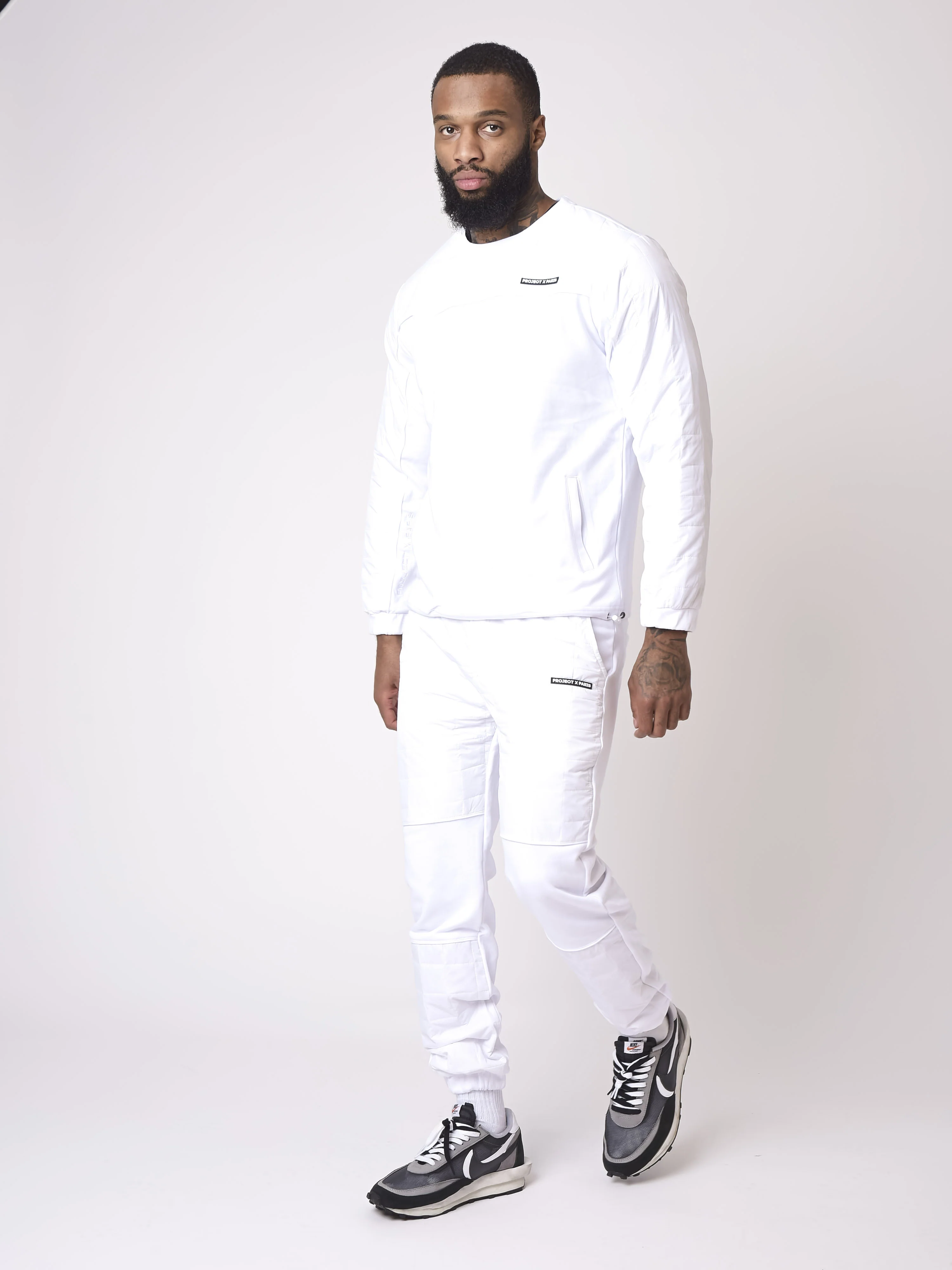 Sweat col rond empiècement nylon matelassé carré - Image 11