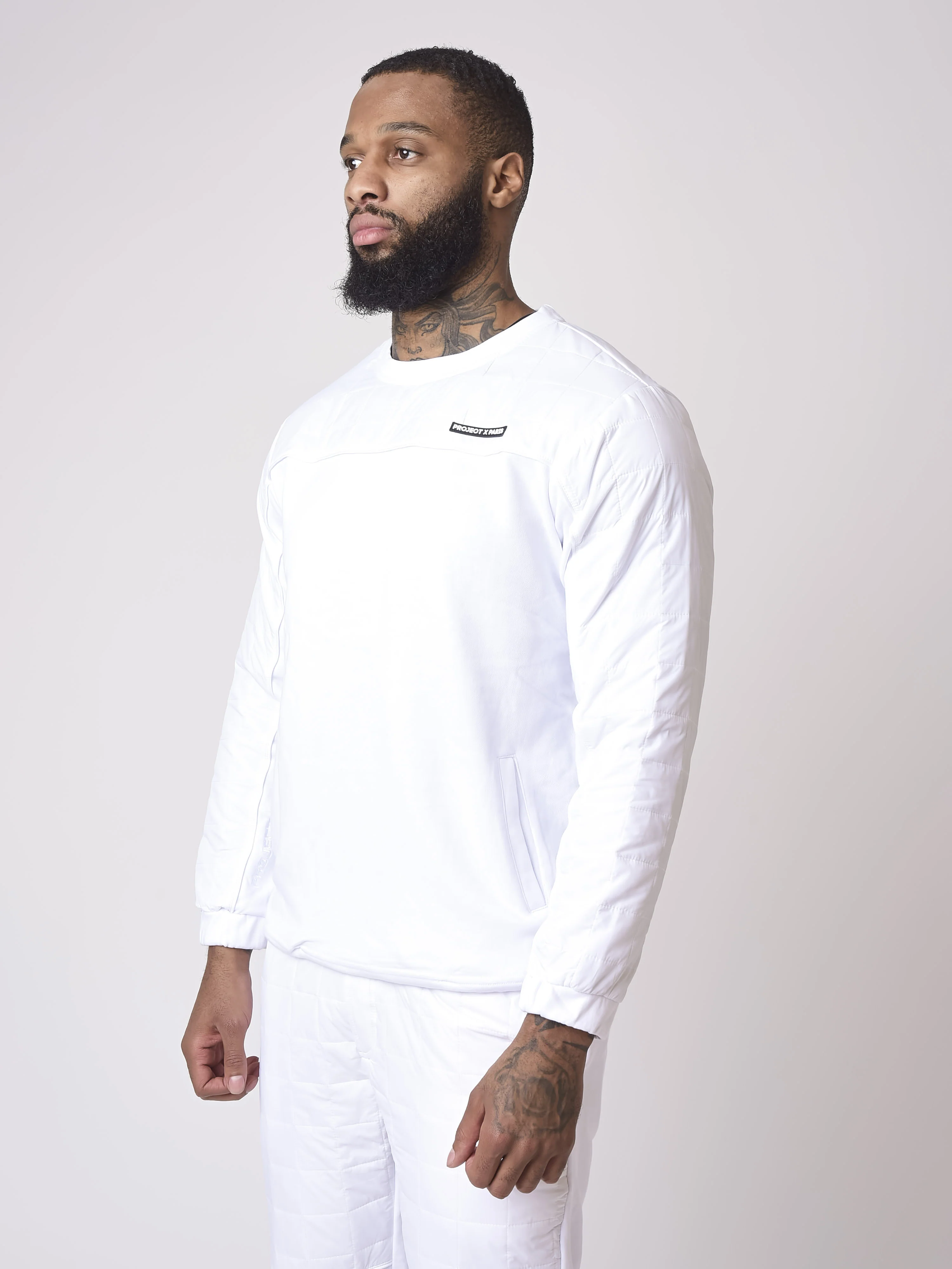 Sweat col rond empiècement nylon matelassé carré - Image 13