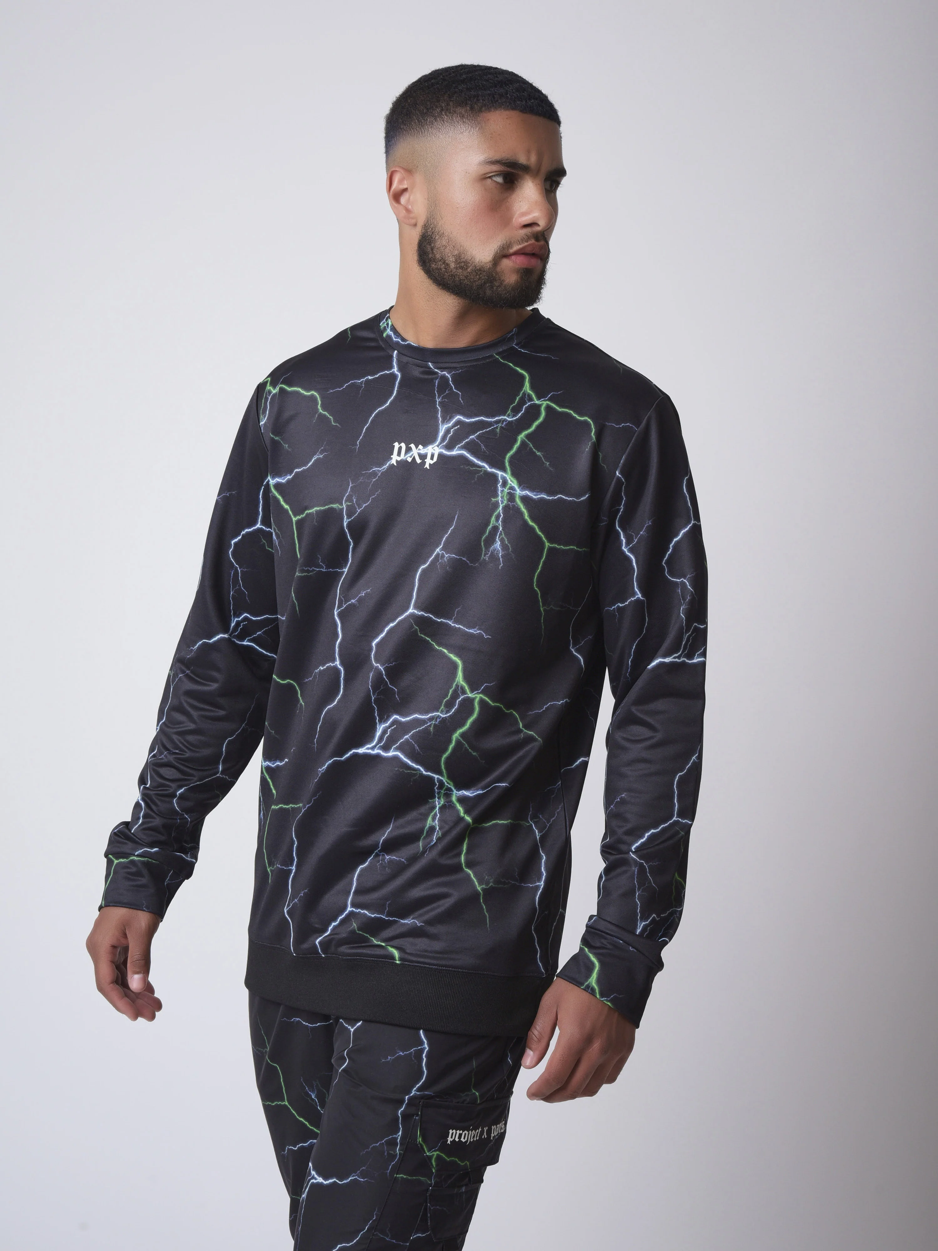 Sweat col rond motif eclair foudre - Image 3