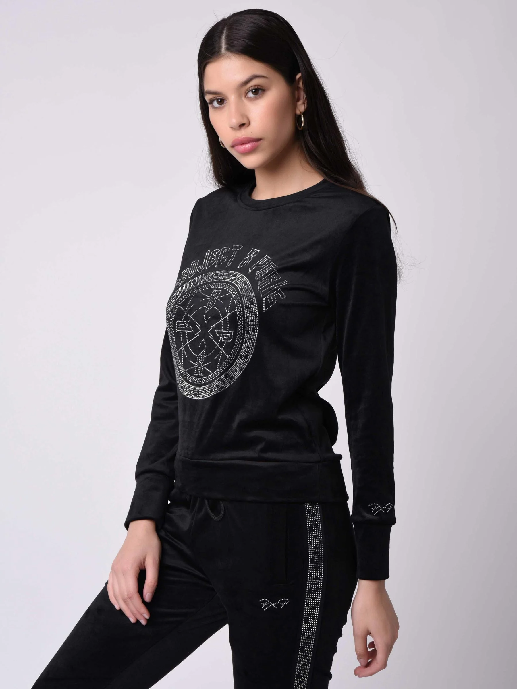 Sweat velvet col rond Ă strass - Image 2
