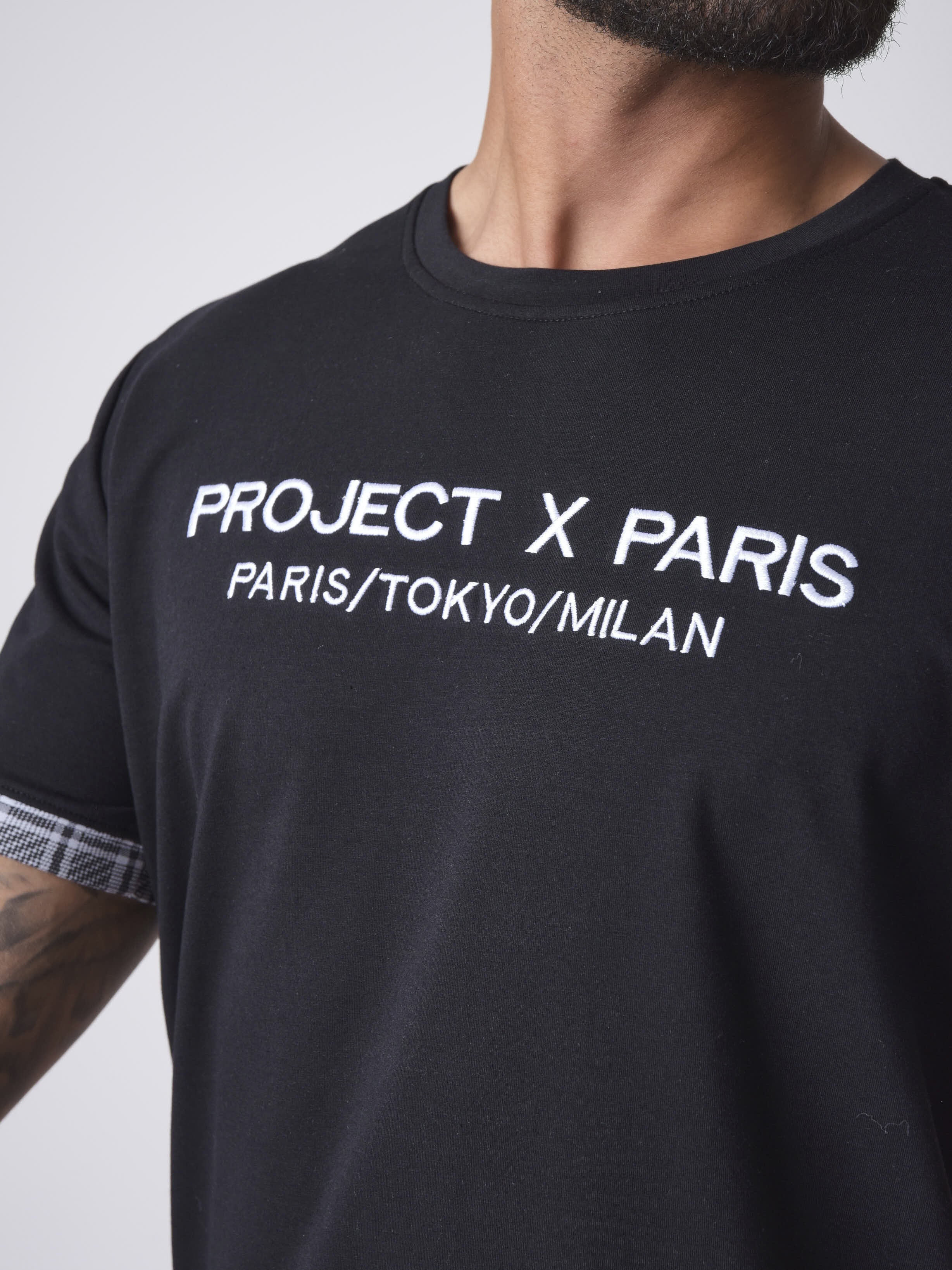 T-shirt broderie revers carreaux - Image 5
