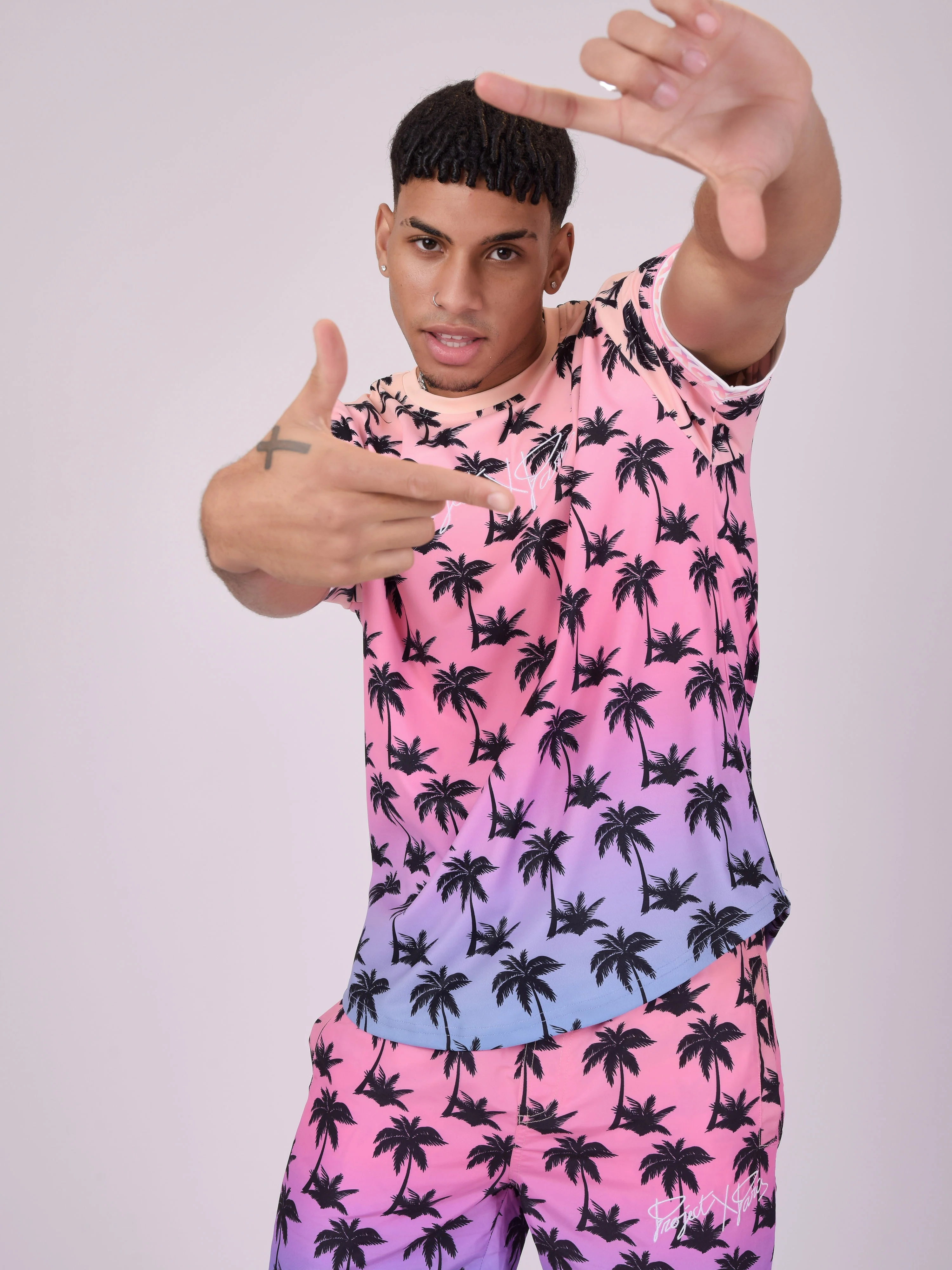 T-shirt imprimé palmier dégradé