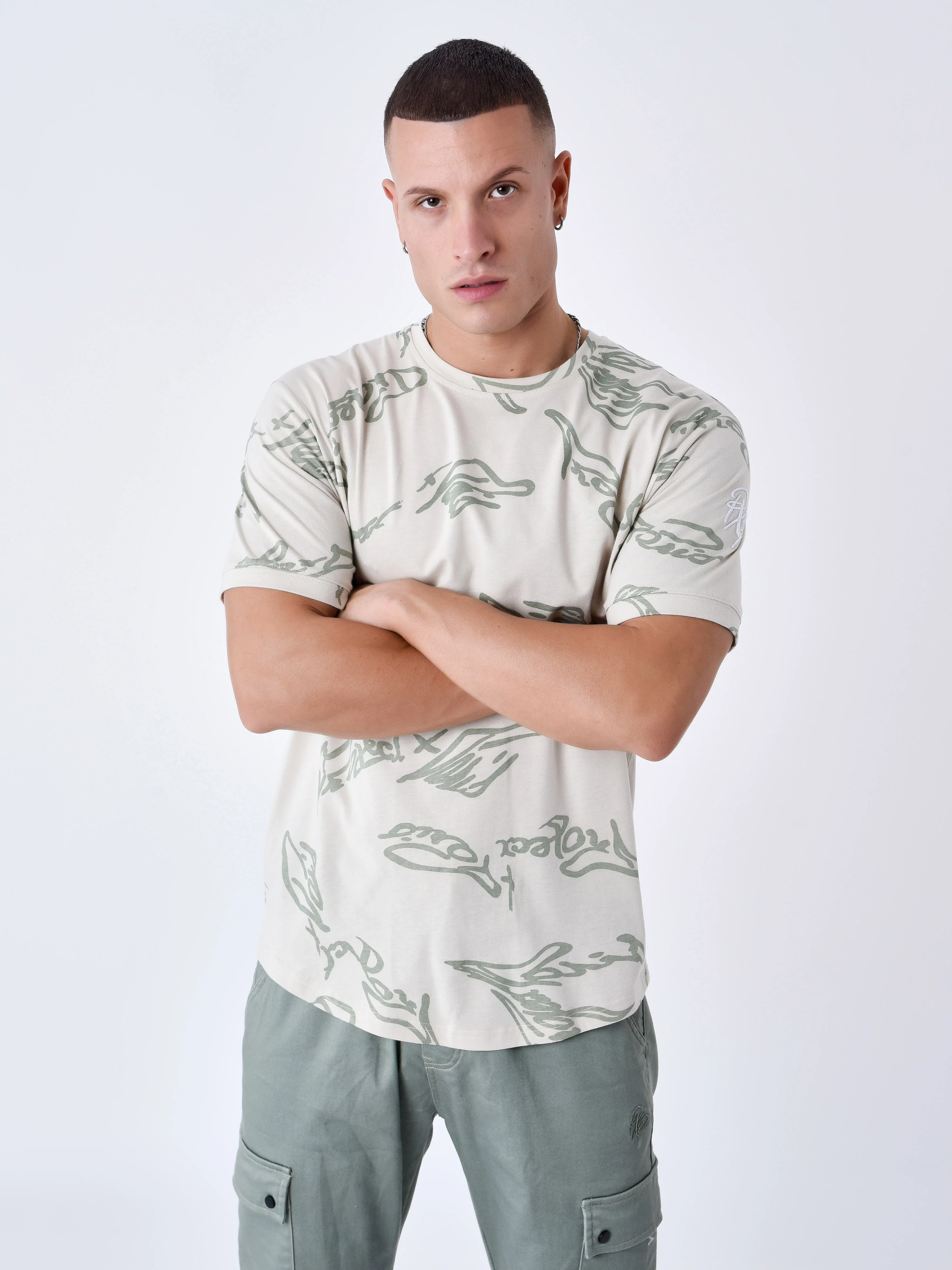 T-shirt motif Signature fluide
