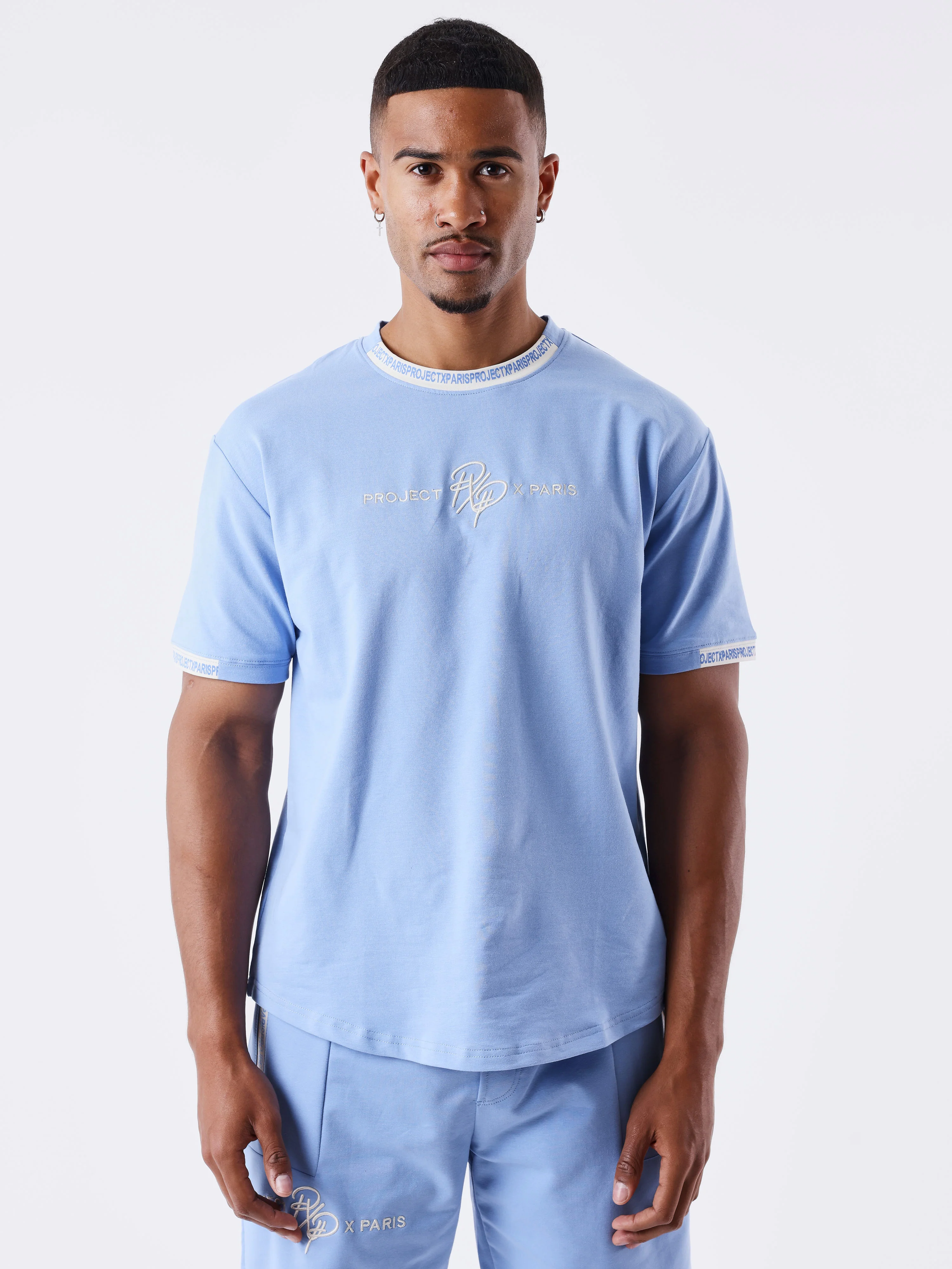 T-shirt uni avec bande logo