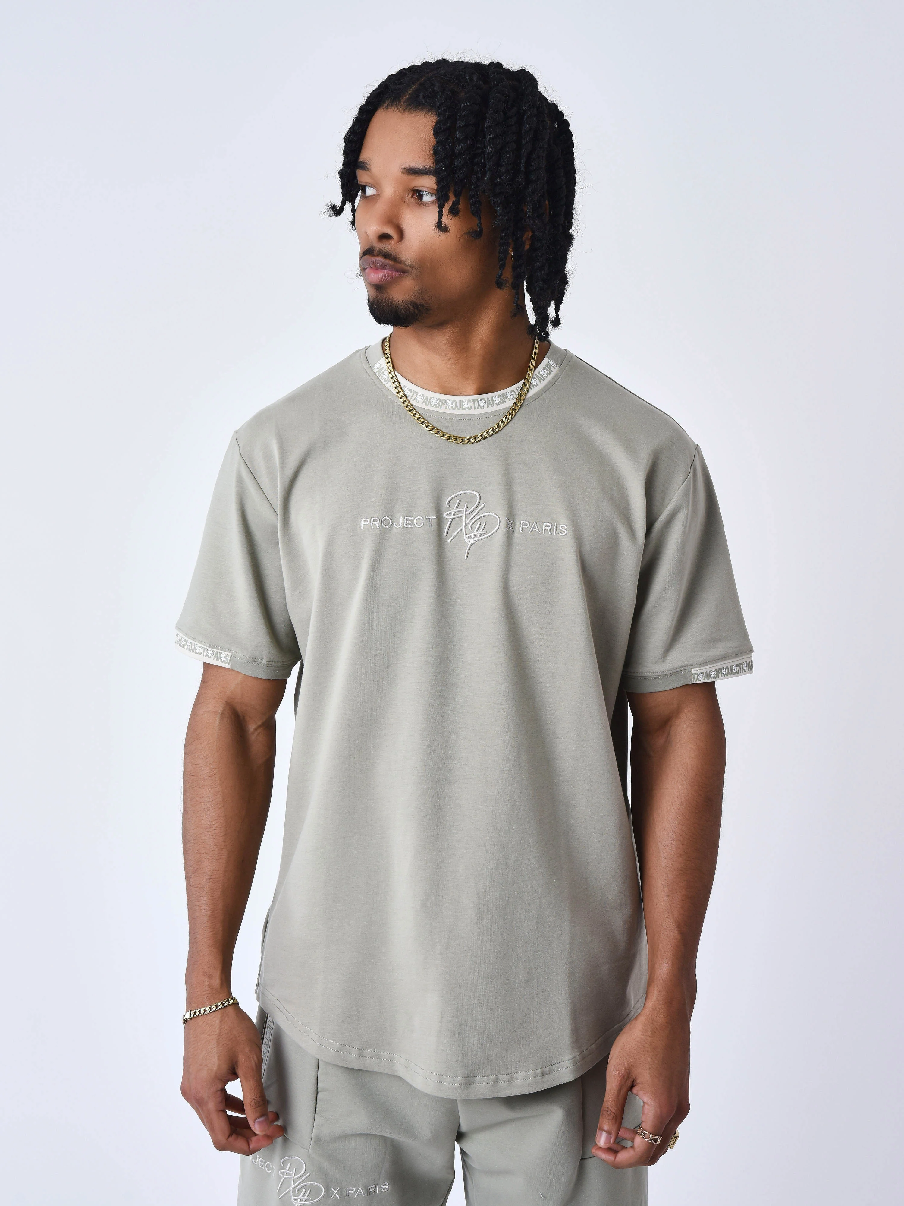 T-shirt uni avec bande logo