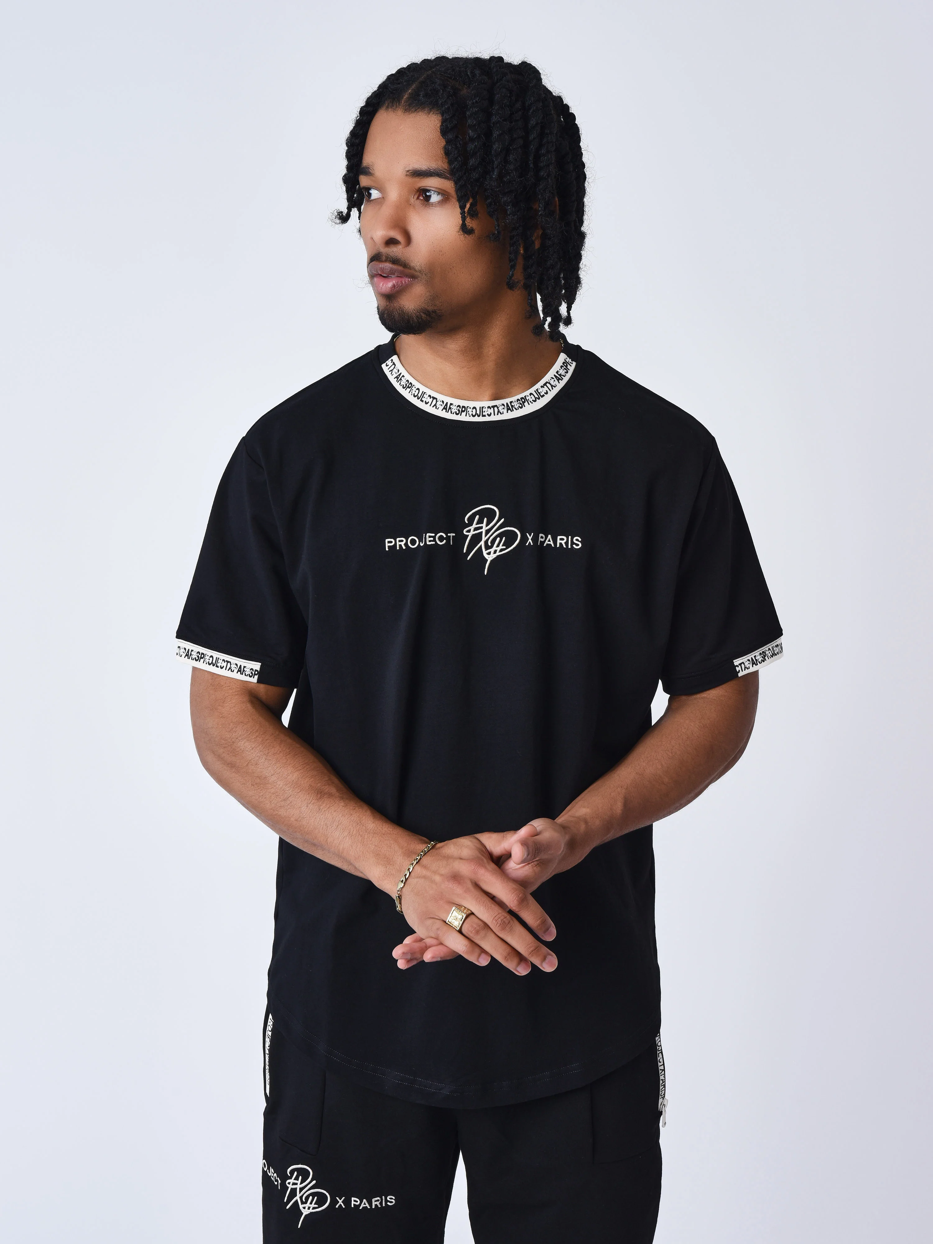 T-shirt uni avec bande logo