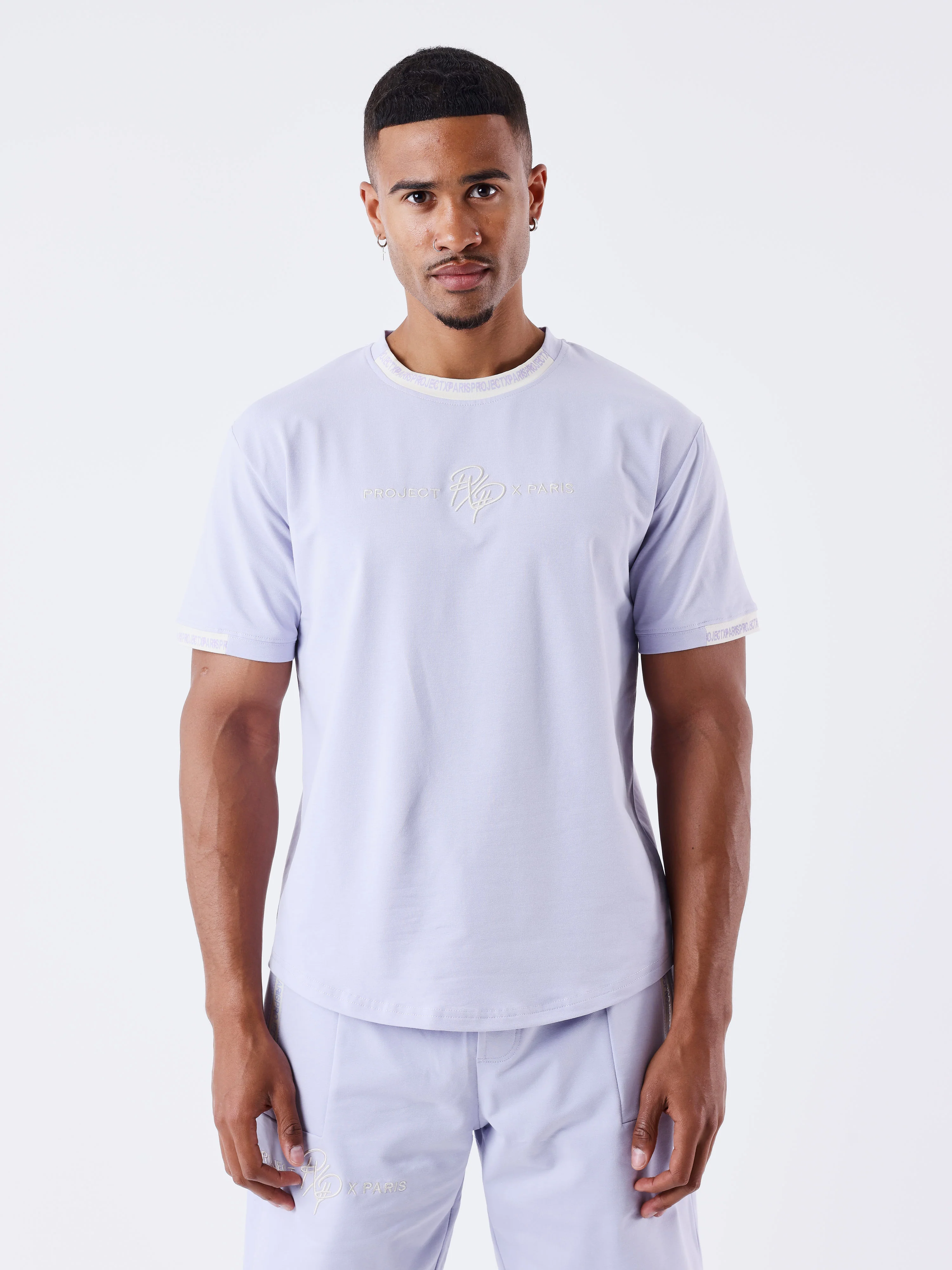 T-shirt uni avec bande logo