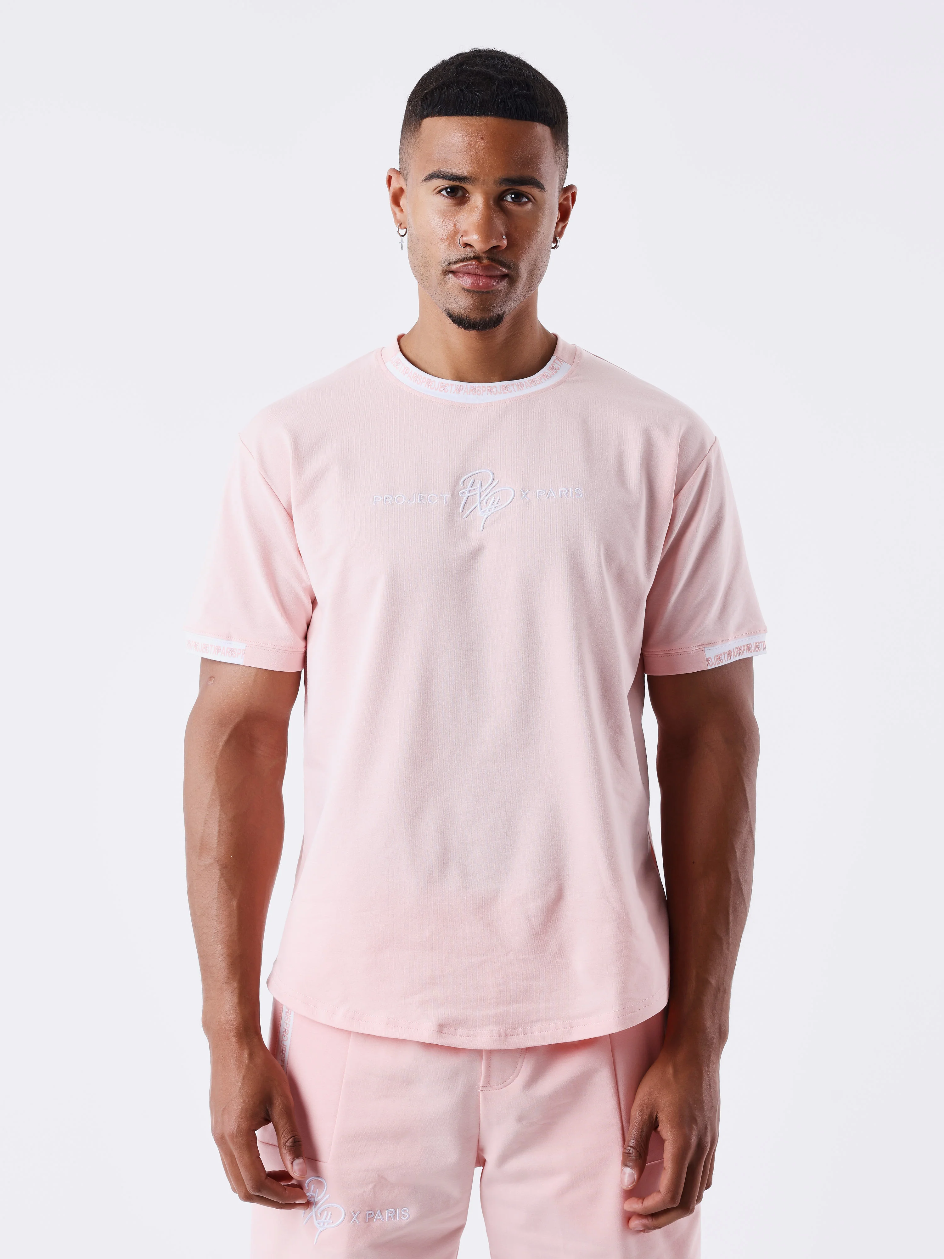 T-shirt uni avec bande logo
