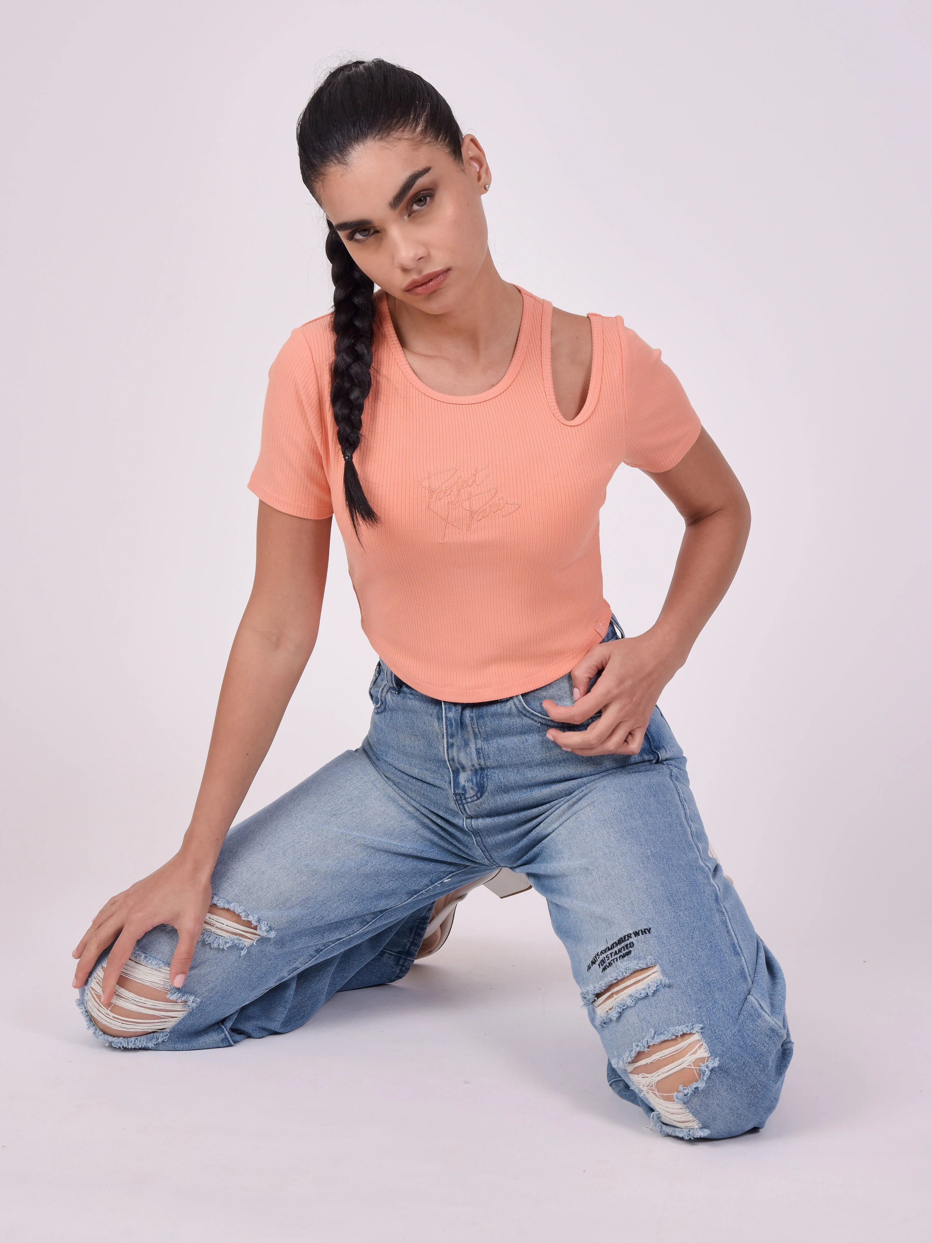 Top asymétrique manches courtes