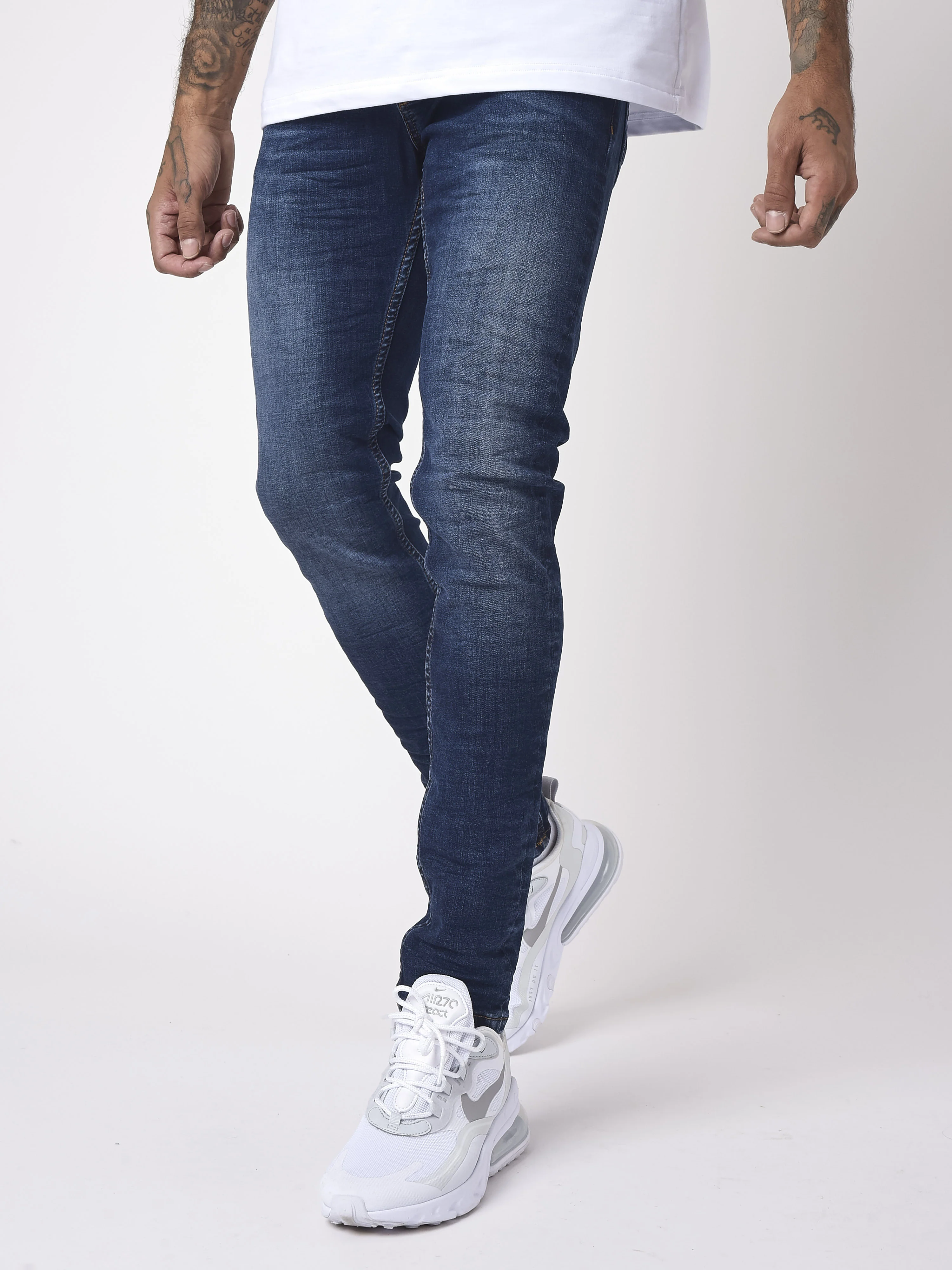 Jean skinny basic bleu brut effet gratté - Image 3