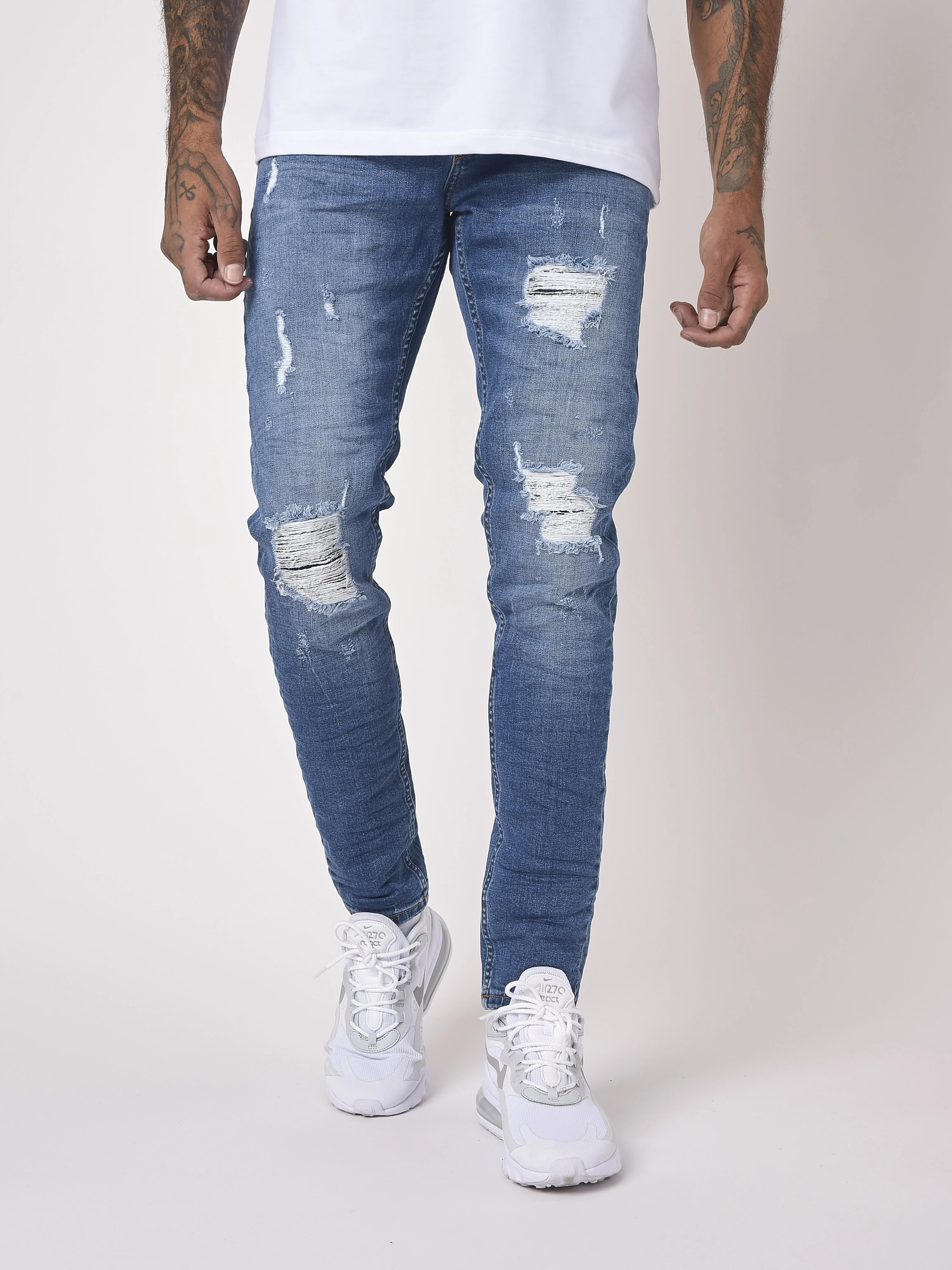 Jean slim basic bleu avec trous