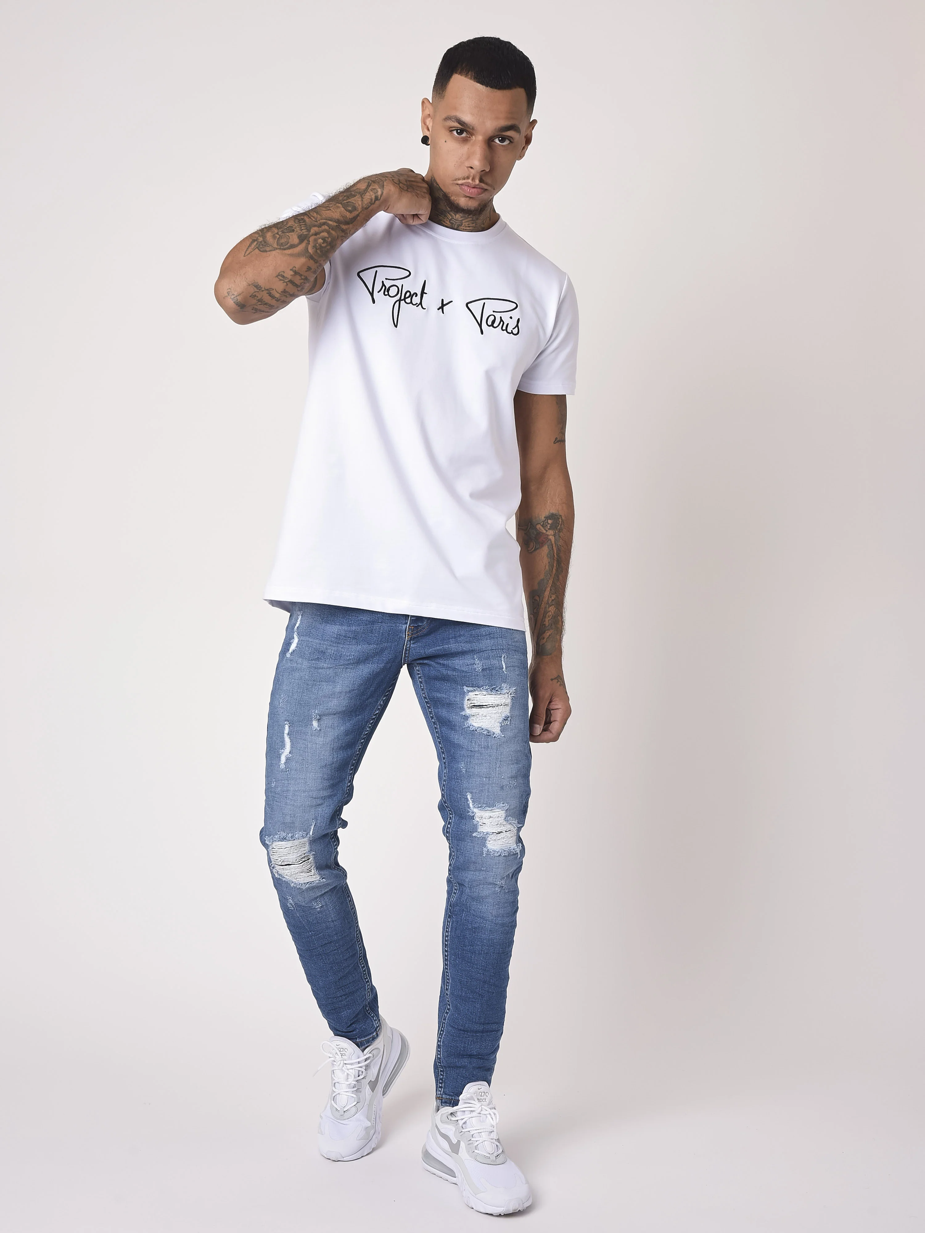 Jean slim basic bleu avec trous - Image 5