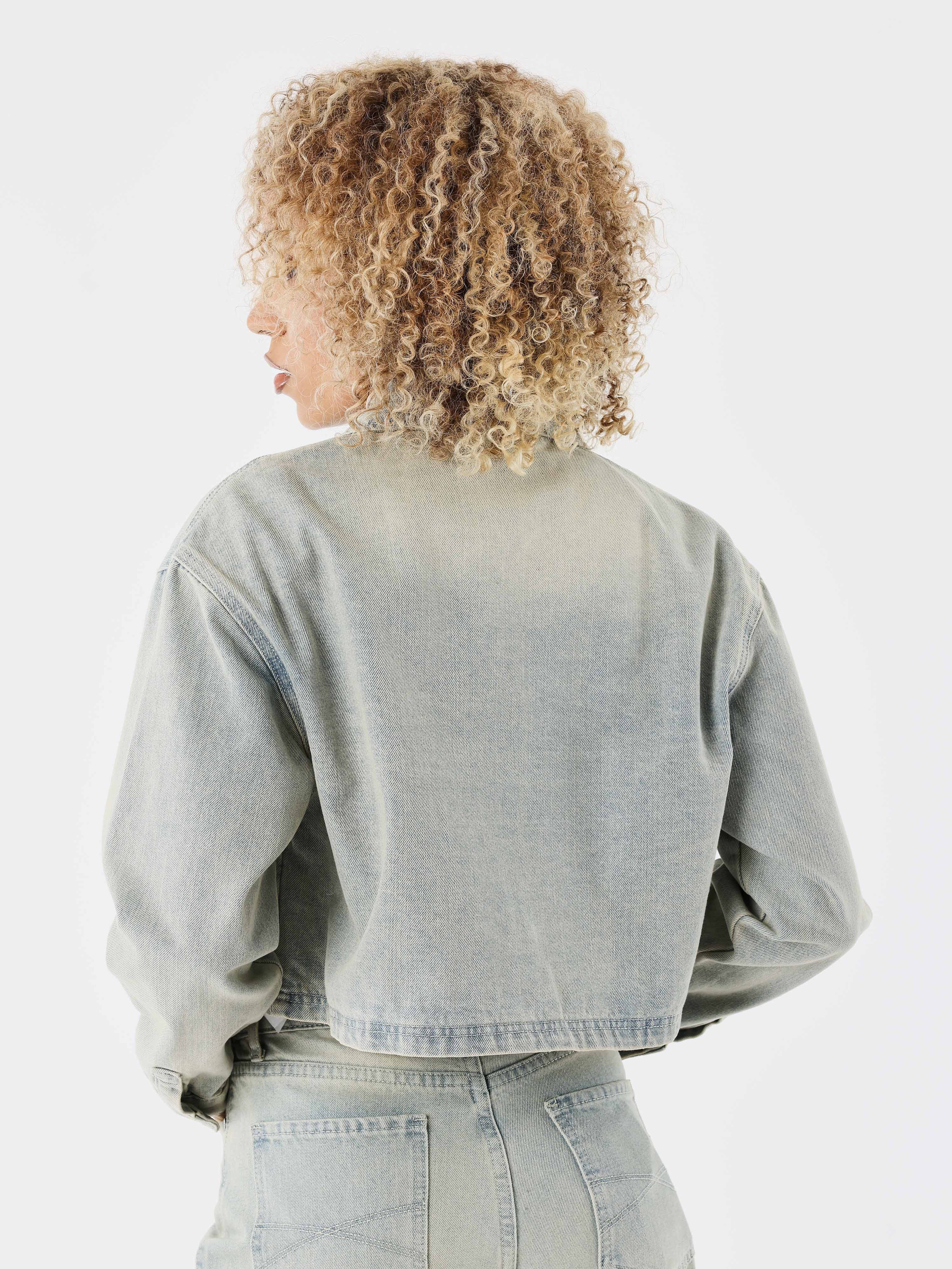 Veste crop en denim délavé - Image 3