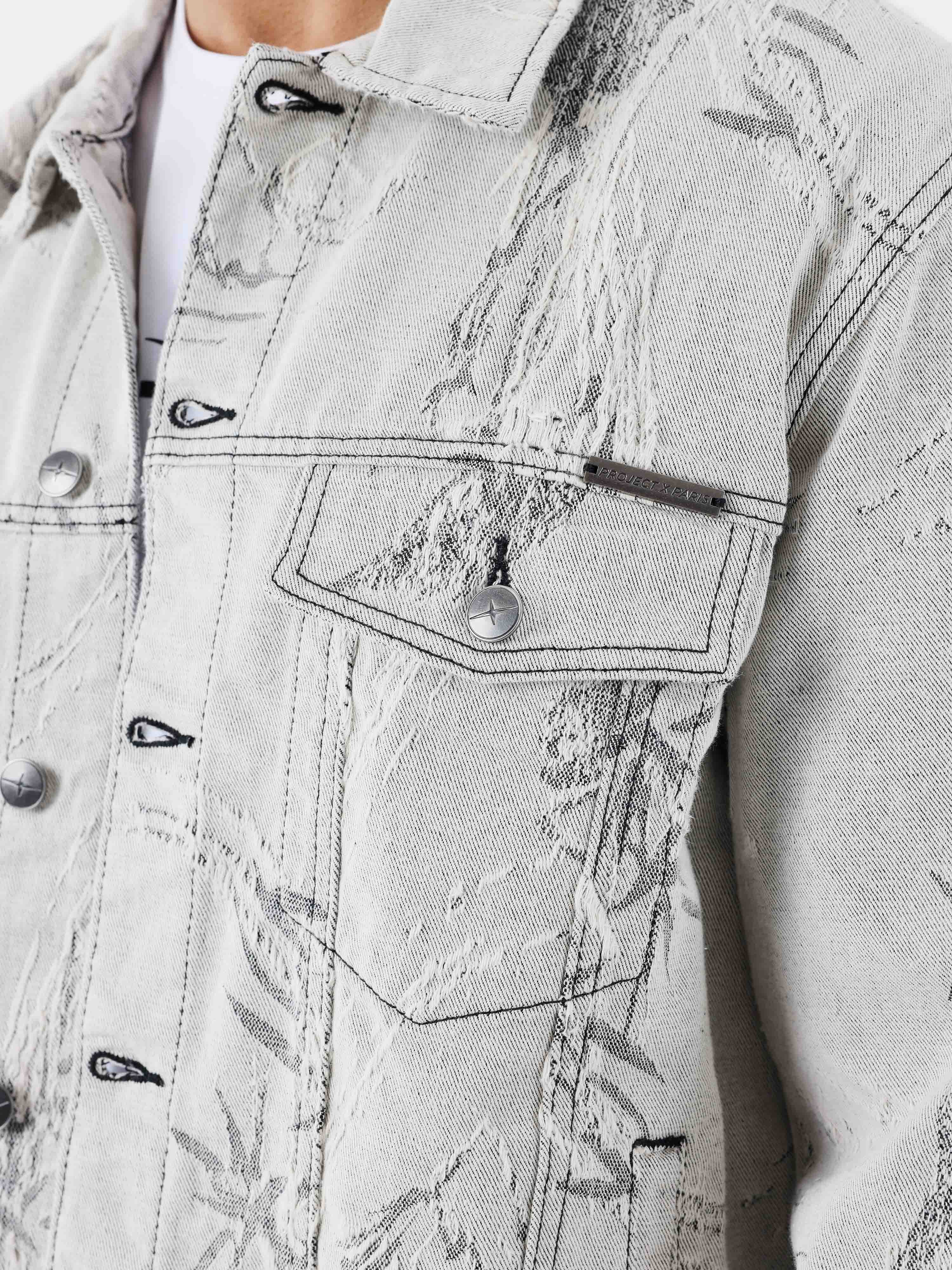 Veste denim motif végétal - Image 3