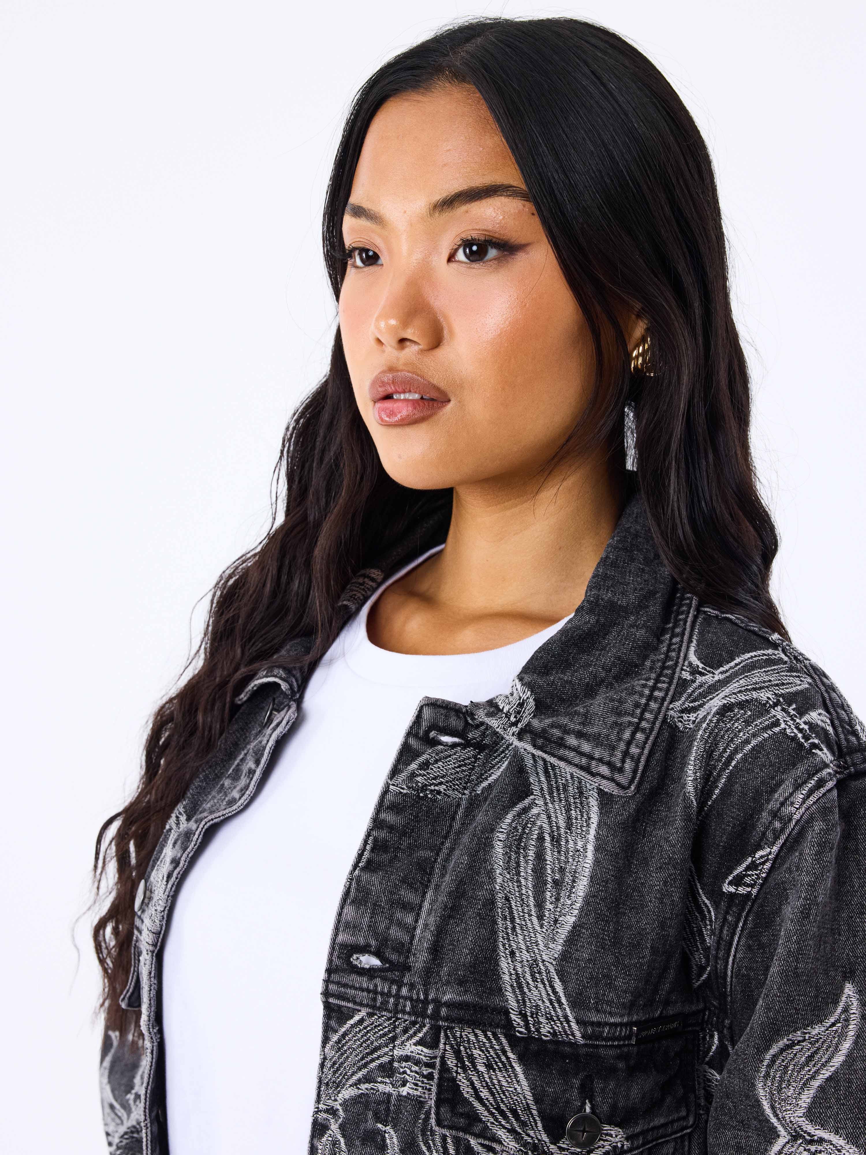 Veste en denim à motif floral - Image 5