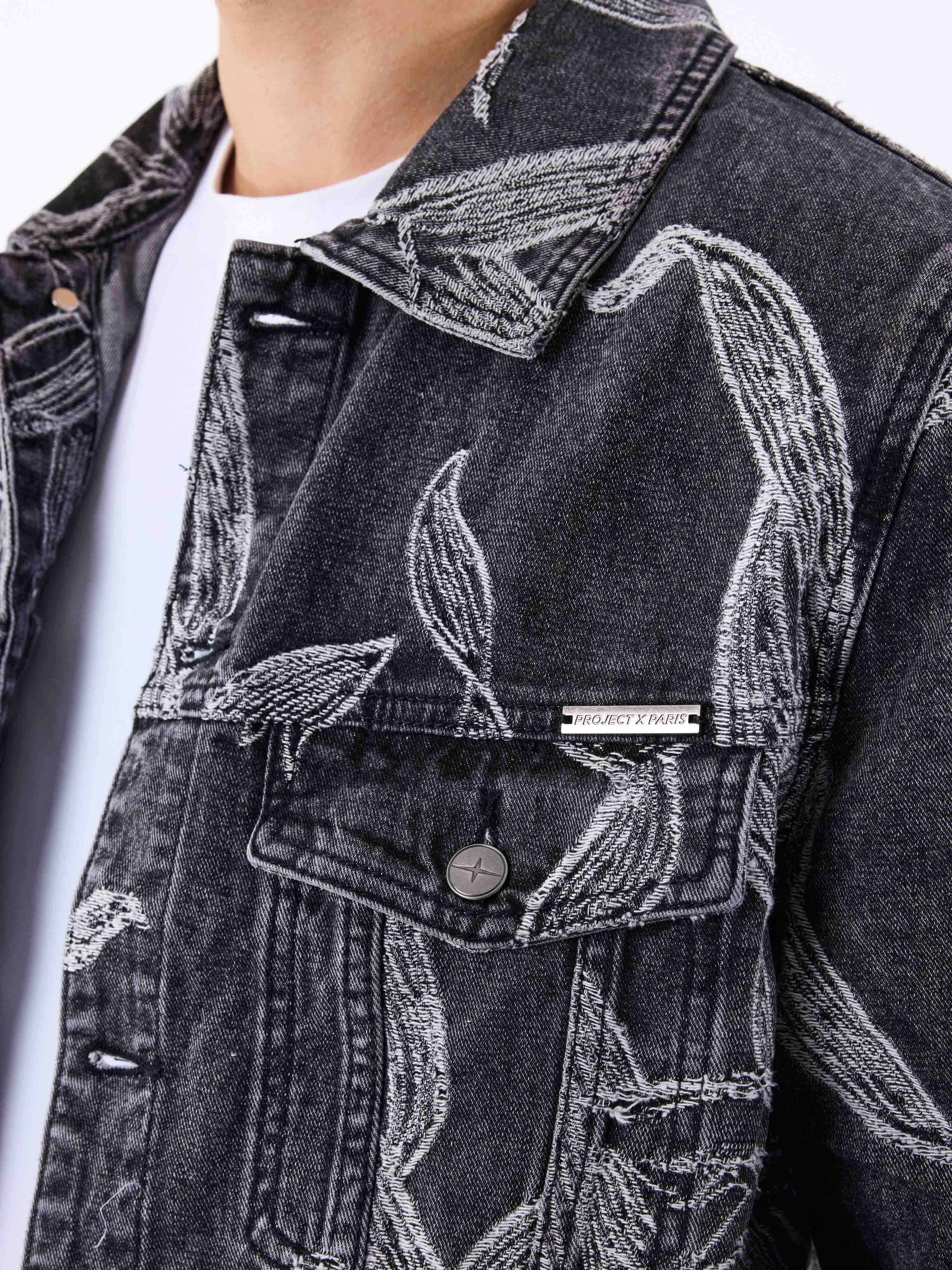 Veste en denim à motif floral - Image 7