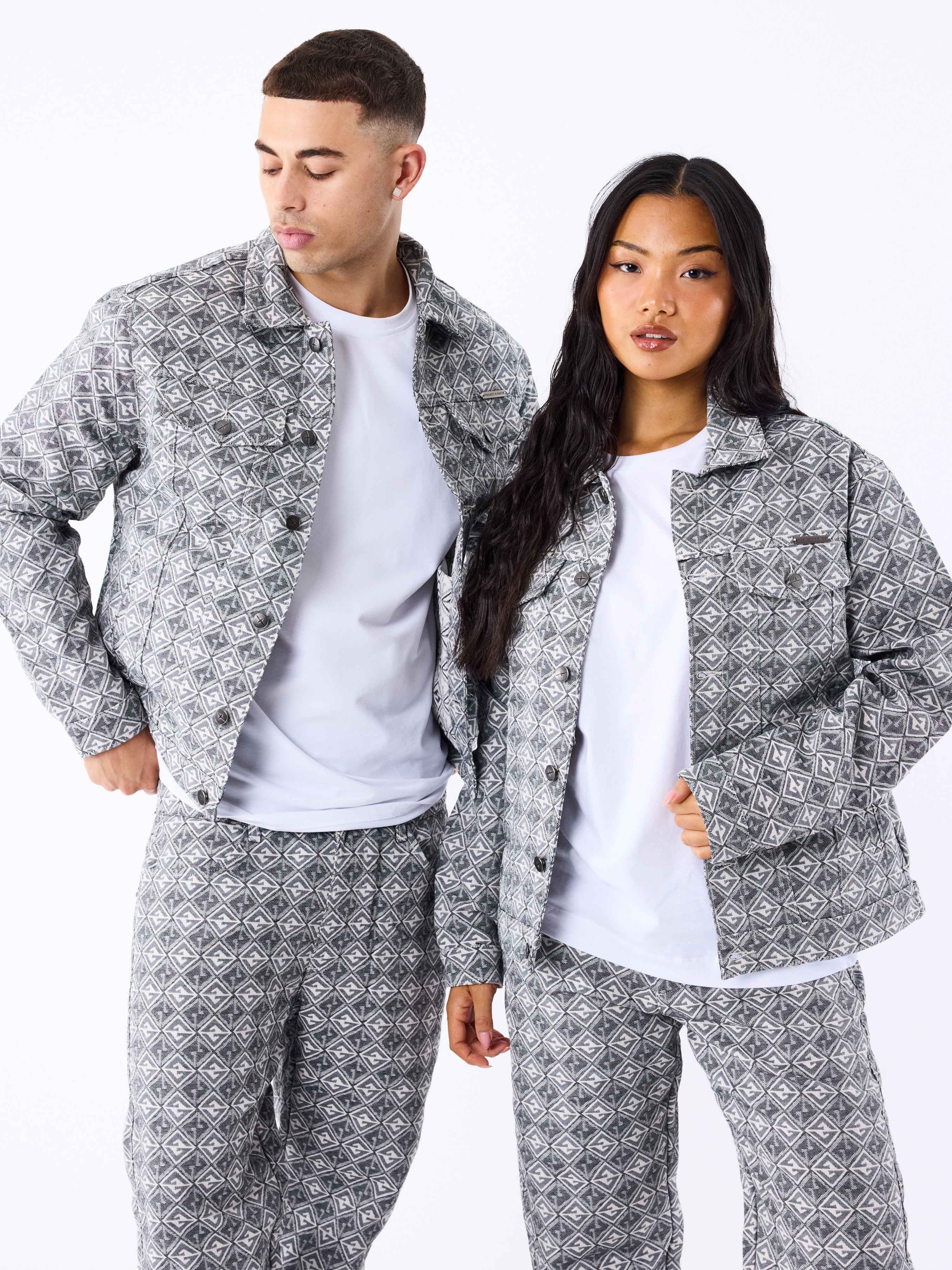 Veste en toile à motif géometrique