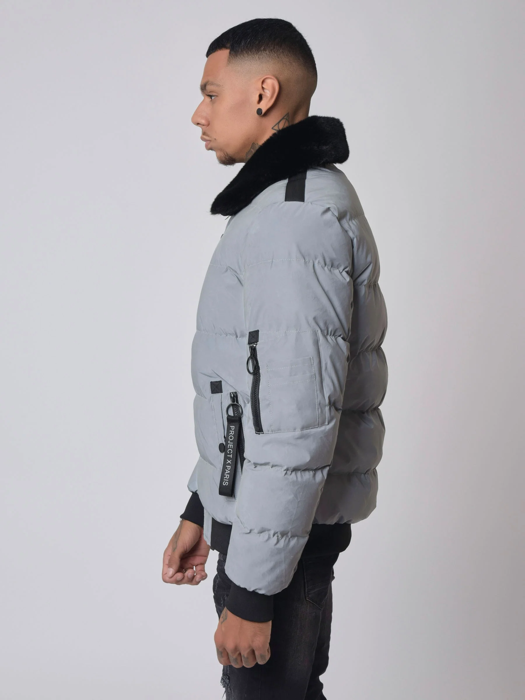 Veste matelassée col aviateur fourrure - Image 3